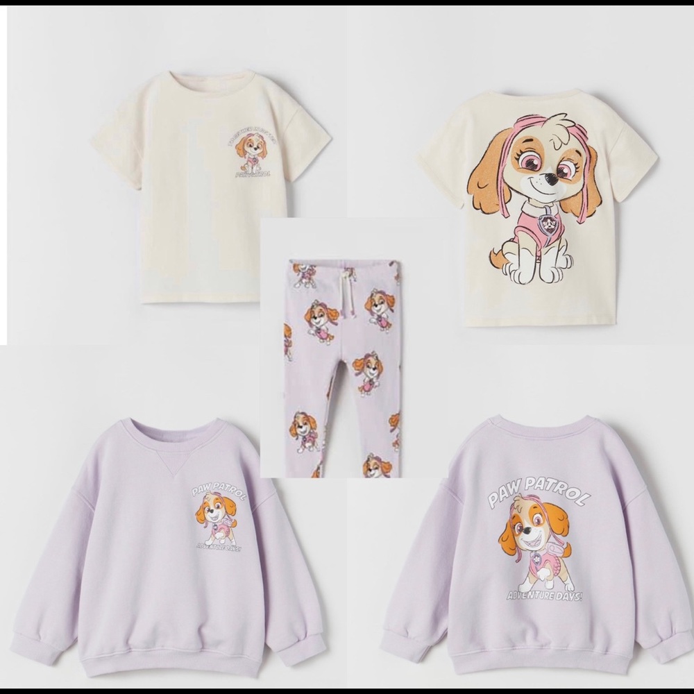 Zara paw patrol skye set (sweatshirt, shirt and legging)